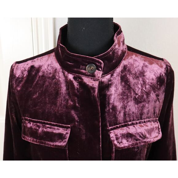 NWT LOFT Vintage Y2K Burgundy Velvet Jacket Blazer Cinched Waist Bow Tie XS - Picture 2 of 8